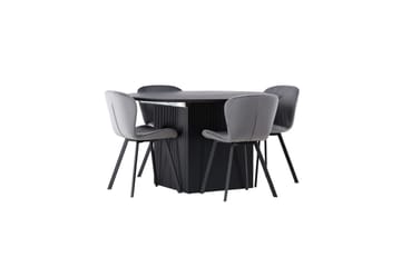Matilda Matgruppe 130 cm Rund med 4 Lilja Stoler - Sort - Møbler - Bord - Spisegruppe