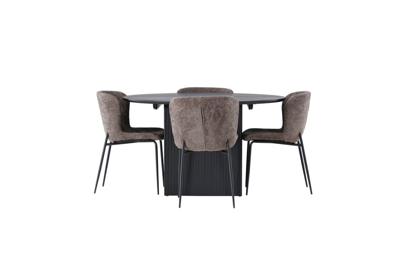 Matilda Matgruppe 130 cm Rund med 4 Modesto Stoler - Sort - Møbler - Bord - Spisegruppe