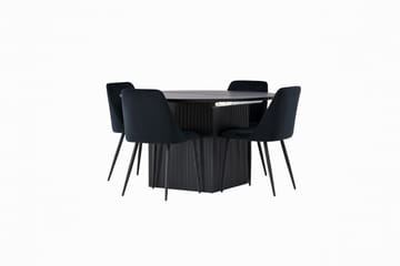 Matilda Matgruppe 130 cm Rund med 4 Night Stoler - Sort - Møbler - Bord - Spisegruppe