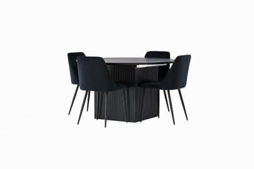 Matilda Matgruppe 130 cm Rund med 4 Night Stoler - Sort - Møbler - Bord - Spisegruppe