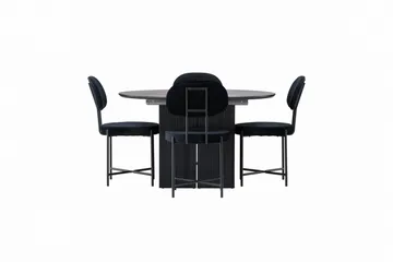 Matilda Matgruppe 130 cm Rund med 4 Stella Stoler - Sort - Møbler - Bord - Spisegruppe