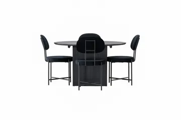 Matilda Matgruppe 130 cm Rund med 4 Stella Stoler - Sort - Møbler - Bord - Spisegruppe