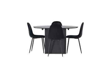Matilda Matgruppe 130 cm Rund med 4 Polar Stoler - Sort - Møbler - Bord - Spisegruppe