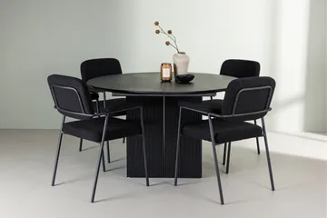 Matilda Spisegruppe 130 cm Rund med 4 Yesterday-stoler - Svart - Møbler - Bord - Spisegruppe
