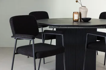 Matilda Spisegruppe 130 cm Rund med 4 Yesterday-stoler - Svart - Møbler - Bord - Spisegruppe