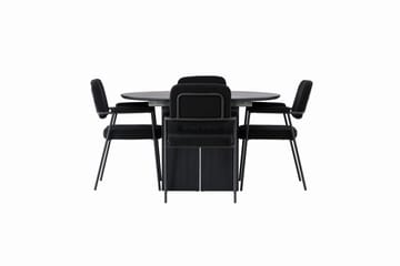 Matilda Spisegruppe 130 cm Rund med 4 Yesterday-stoler - Svart - Møbler - Bord - Spisegruppe
