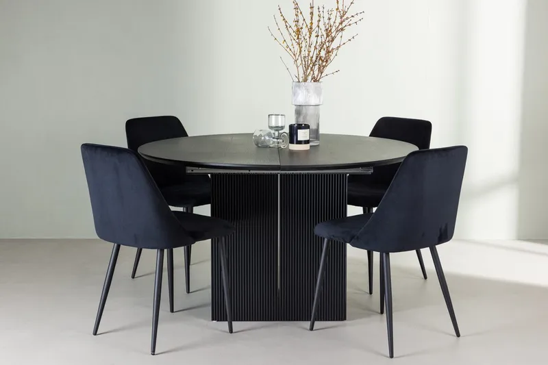 Matilda uttrekkbart spisebord 130/180 cm med 4 Night spisestoler
