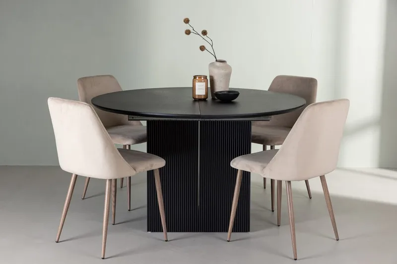 Matilda uttrekkbart spisebord 130/180 cm med 4 Night spisestoler