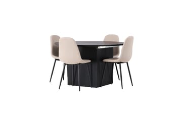 Matilda uttrekkbart spisebord 130/180 cm med 4 Polar spisestoler - Møbler - Bord - Spisegruppe