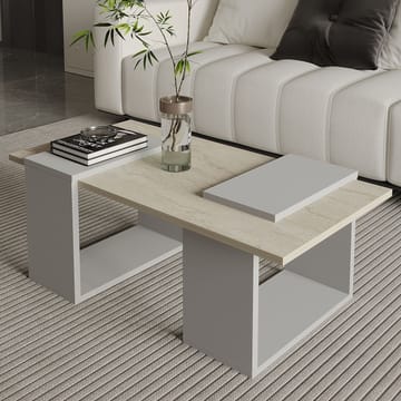Matris Sofabord 90x37x46,6 cm - Grå og travertin - Møbler - Bord - Sofabord & salongbord