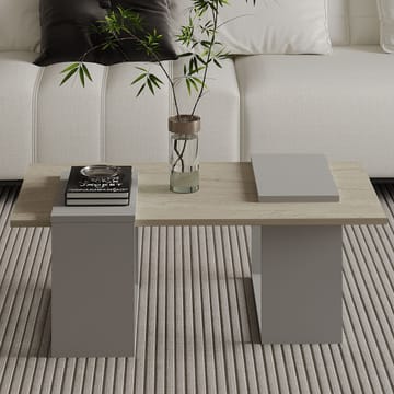 Matris Sofabord 90x37x46,6 cm - Grå og travertin - Møbler - Bord - Sofabord & salongbord