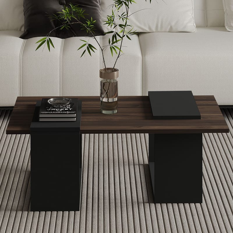 Matris Sofabord 90x37x46,6 cm - Valnøtt og antrasitt - Møbler - Bord - Sofabord & salongbord