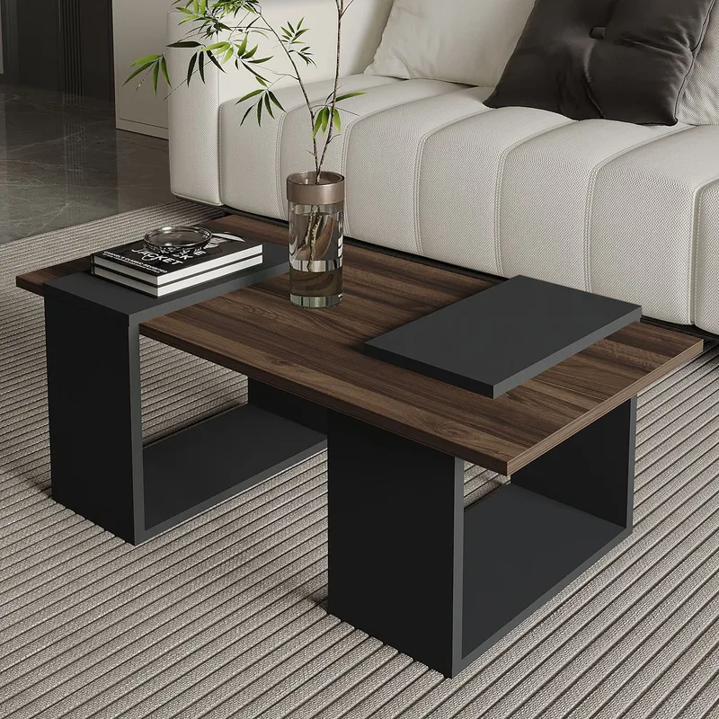 Matris Sofabord 90x37x46,6 cm - Valnøtt og antrasitt - Møbler - Bord - Sofabord & salongbord