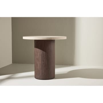 Megg 50 cm Rundt Sofabord i Stein med Understell i Tre - Beige - Møbler - Bord - Sofabord & salongbord