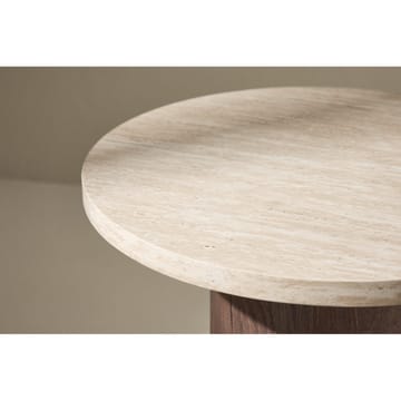 Megg 50 cm Rundt Sofabord i Stein med Understell i Tre - Beige - Møbler - Bord - Sofabord & salongbord