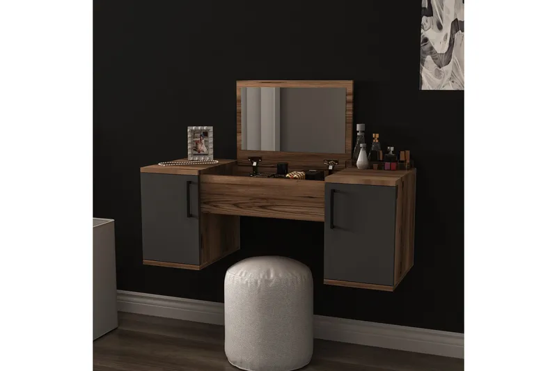 Mercan Sminkebord 100 cm - Lys brun/Antrasitt - Møbler - Bord - Sminkebord & toalettbord