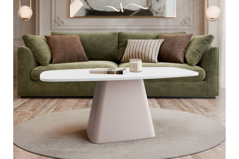 Meylor Sofabord 120 cm - Hvit/Beige - Møbler - Bord - Sofabord & salongbord