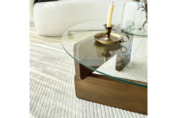 Mijara Sofabord 75 cm - Valnøtt/Transparent - Møbler - Bord - Sofabord & salongbord