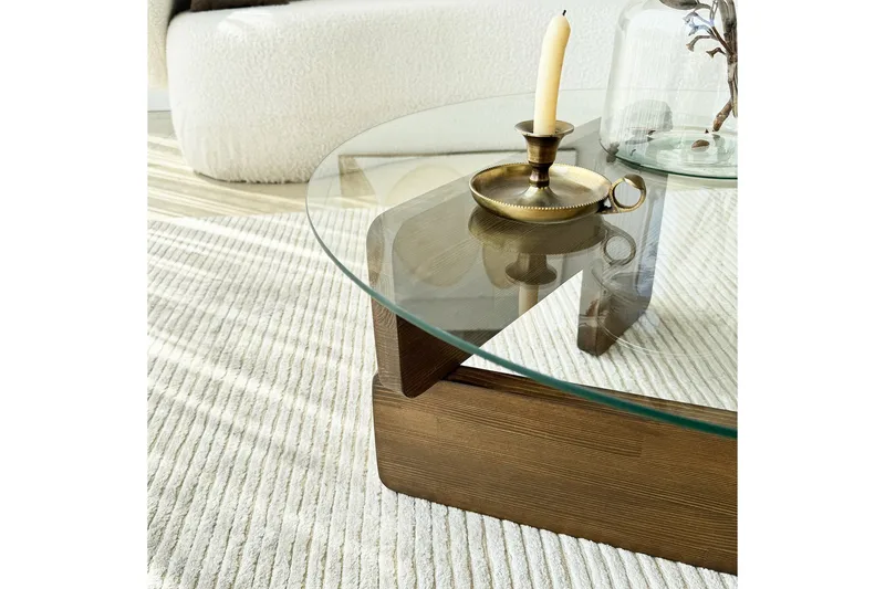 Mijara Sofabord 75 cm - Valnøtt/Transparent - Møbler - Bord - Sofabord & salongbord