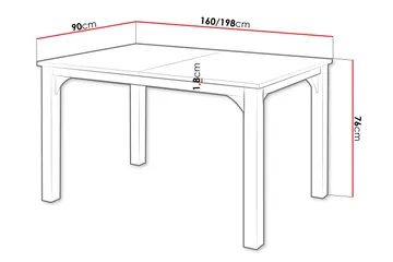 Millport Spisebord 198 cm - Svart Og Hvitt - Møbler - Bord - Spisebord & kjøkkenbord