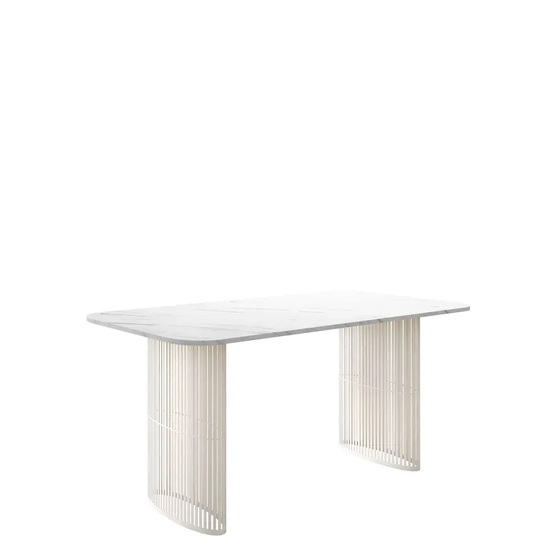 Mirion Spisebord uttrekkbart 160-236 cm, beige / hvit marmor