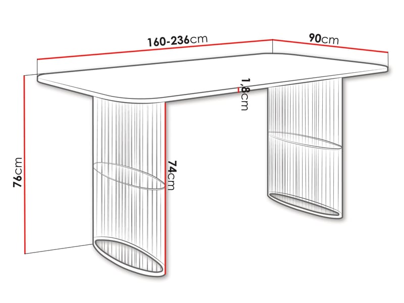 Mirion Spisebord uttrekkbart 160-236 cm - svart / beige - Møbler - Bord - Spisebord & kjøkkenbord
