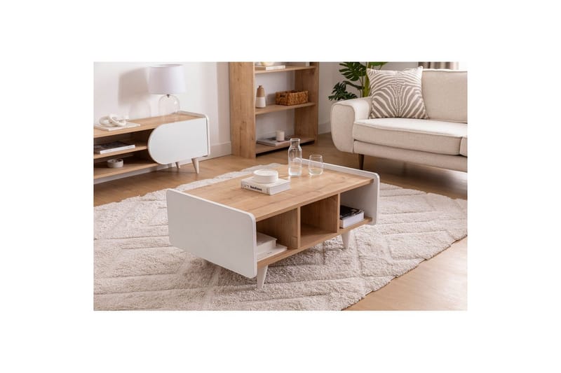 Mirra Stuebord 90 cm - Blå/Hvit - Møbler - Bord - Sofabord & salongbord