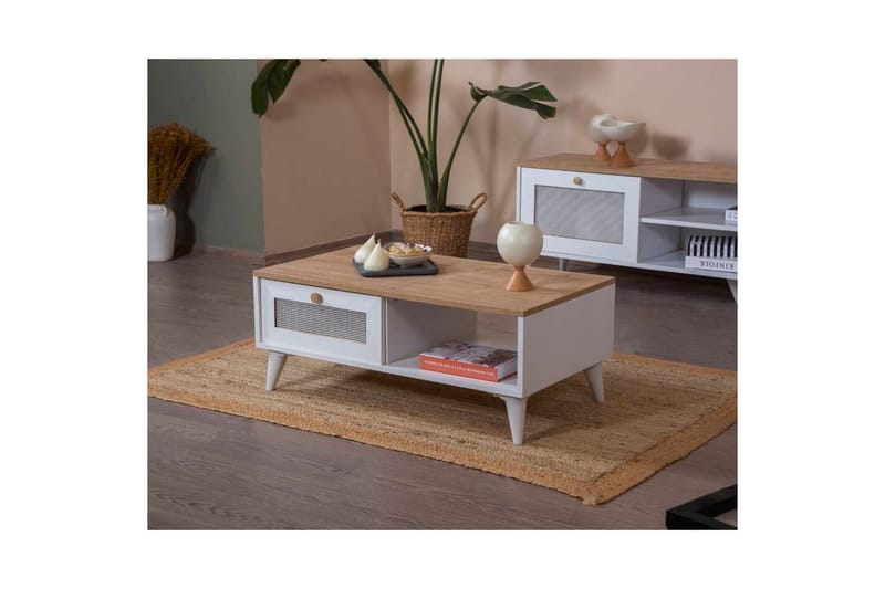 Mjudi Sofabord 55 cm - Brun/Hvit - Møbler - Bord - Sofabord & salongbord