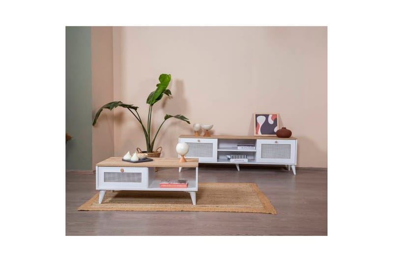 Mjudi Sofabord 55 cm - Brun/Hvit - Møbler - Bord - Sofabord & salongbord