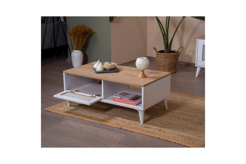 Mjudi Sofabord 55 cm - Brun/Hvit - Møbler - Bord - Sofabord & salongbord