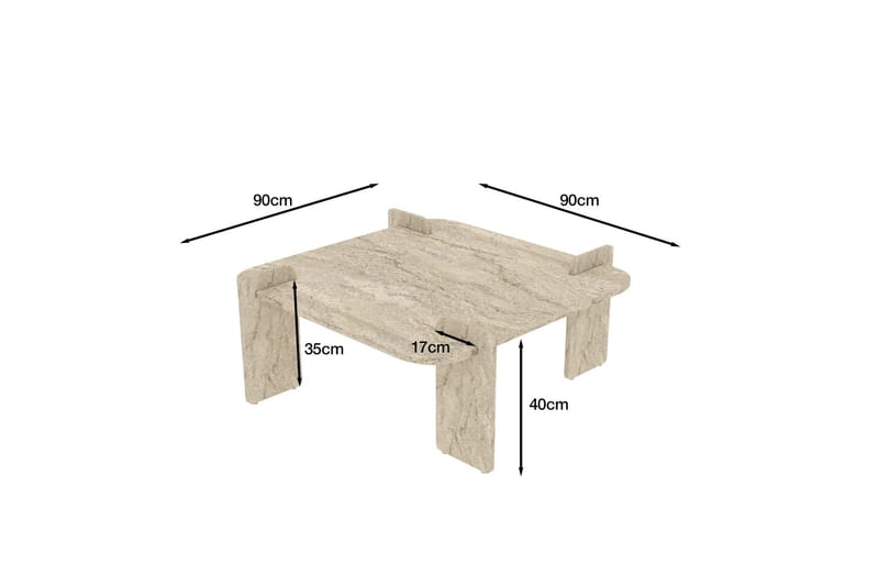 Morricus sofabord 90 cm kvadratisk - Travertin - Møbler - Bord - Sofabord & salongbord