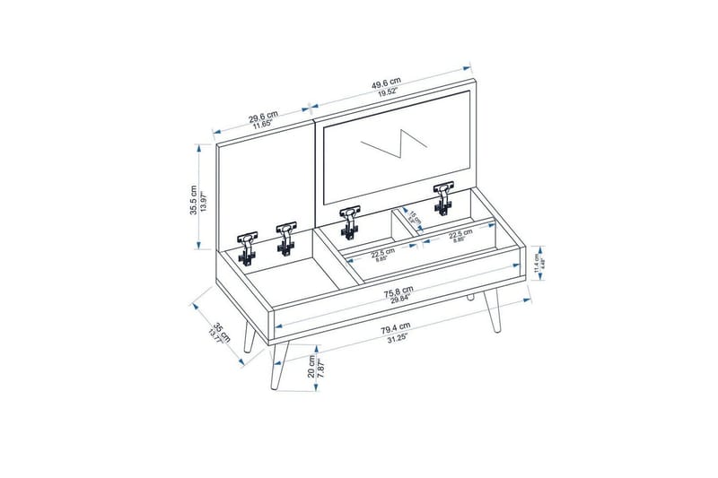 Morven Sminkebord 79,4 cm - Hvit - Møbler - Bord - Sminkebord & toalettbord