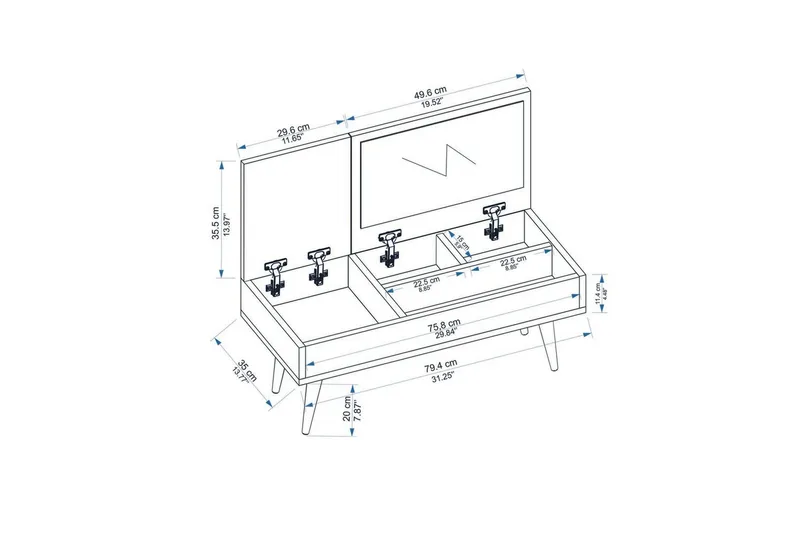 Morven Sminkebord 79,4 cm - Hvit - Møbler - Bord - Sminkebord & toalettbord