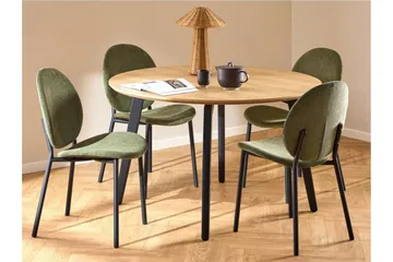 Motona Rund Spisegruppe 120 cm + 4 stk. Toroni Spisestoler - Svart/Grønn - Møbler - Bord - Spisegruppe