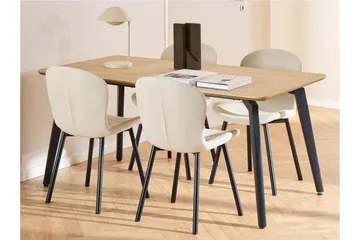 Motona Spisegruppe 160 Cm + 4 Amrita Spisestuestoler - Svart/Beige - Møbler - Bord - Spisegruppe