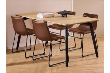 Motona spisegruppe 160 cm + 4 stk. Romia-spisestoler - Svart - Møbler - Bord - Spisegruppe