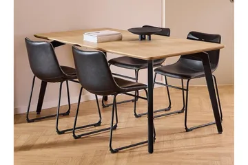 Motona spisegruppe 160 cm + 4 stk. Romia-spisestoler - Svart/Brun - Møbler - Bord - Spisegruppe