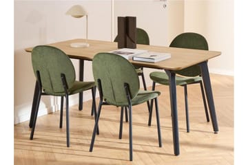 Motona Spisegruppe 160 cm + 4 stk. Toroni Spisestoler - Svart/Grønn - Møbler - Bord - Spisegruppe