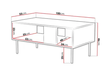 Munkedal Salongbord 100 cm Rektangulært med Hyller i Malt Tre - Beige - Møbler - Bord - Sofabord & salongbord