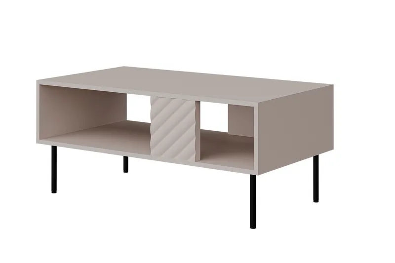 Munkedal Salongbord 100 cm Rektangulært med Hyller i Malt Tre, Beige