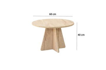 Munne Rundt Sofabord 60 cm i Stein med Korsformet Sokkel - Beige - Møbler - Bord - Sofabord & salongbord