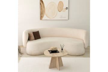 Munne Rundt Sofabord 60 cm i Stein med Korsformet Sokkel - Beige - Møbler - Bord - Sofabord & salongbord
