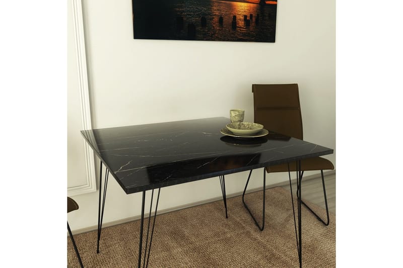 Murtwell bord 90 cm - Svart / Hvit - Møbler - Bord - Marmorbord
