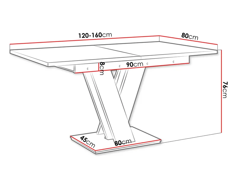 Nand Förlängningsbart Spisebord 120-160 cm Rektangulær - Svart - Møbler - Bord - Spisebord & kjøkkenbord