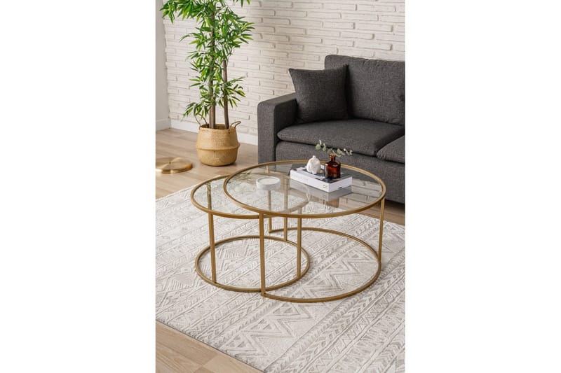 Naruram Stuebord 80 cm - Gull/Gjennomsiktig - Møbler - Bord - Sofabord & salongbord