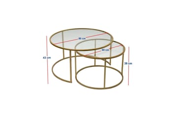 Naruram Stuebord 80 cm - Gull/Gjennomsiktig - Møbler - Bord - Sofabord & salongbord