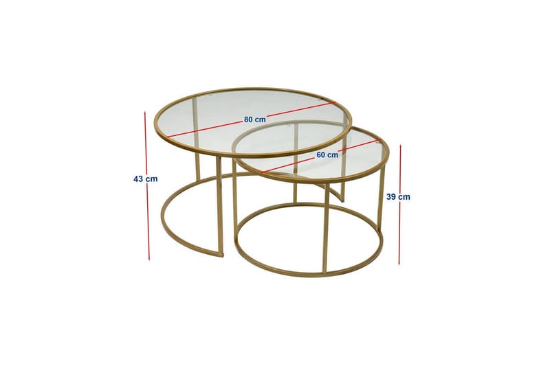 Naruram Stuebord 80 cm - Gull/Gjennomsiktig - Møbler - Bord - Sofabord & salongbord