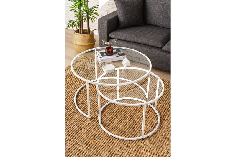 Naruram Stuebord 80 cm, Hvit/Gjennomsiktig