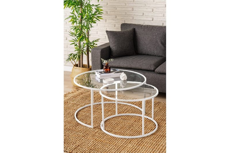 Naruram Stuebord 80 cm - Hvit/Gjennomsiktig - Møbler - Bord - Sofabord & salongbord