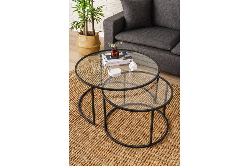 Naruram Stuebord 80 cm - Sort/Gjennomsiktig - Møbler - Bord - Sofabord & salongbord